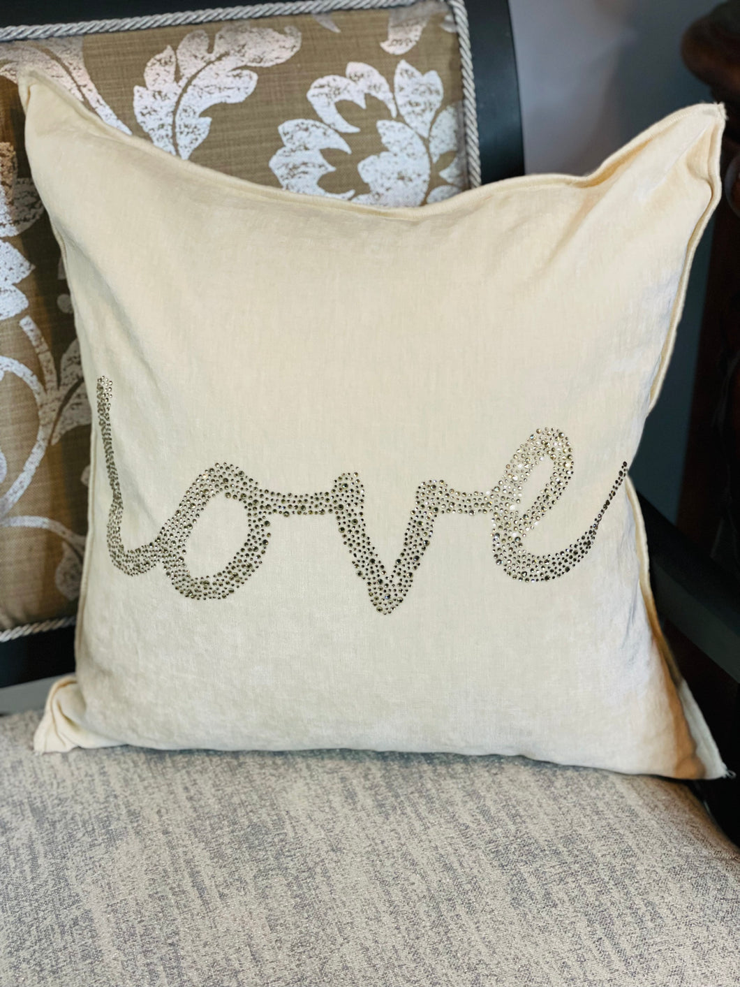 Cream Velvet Love Pillow