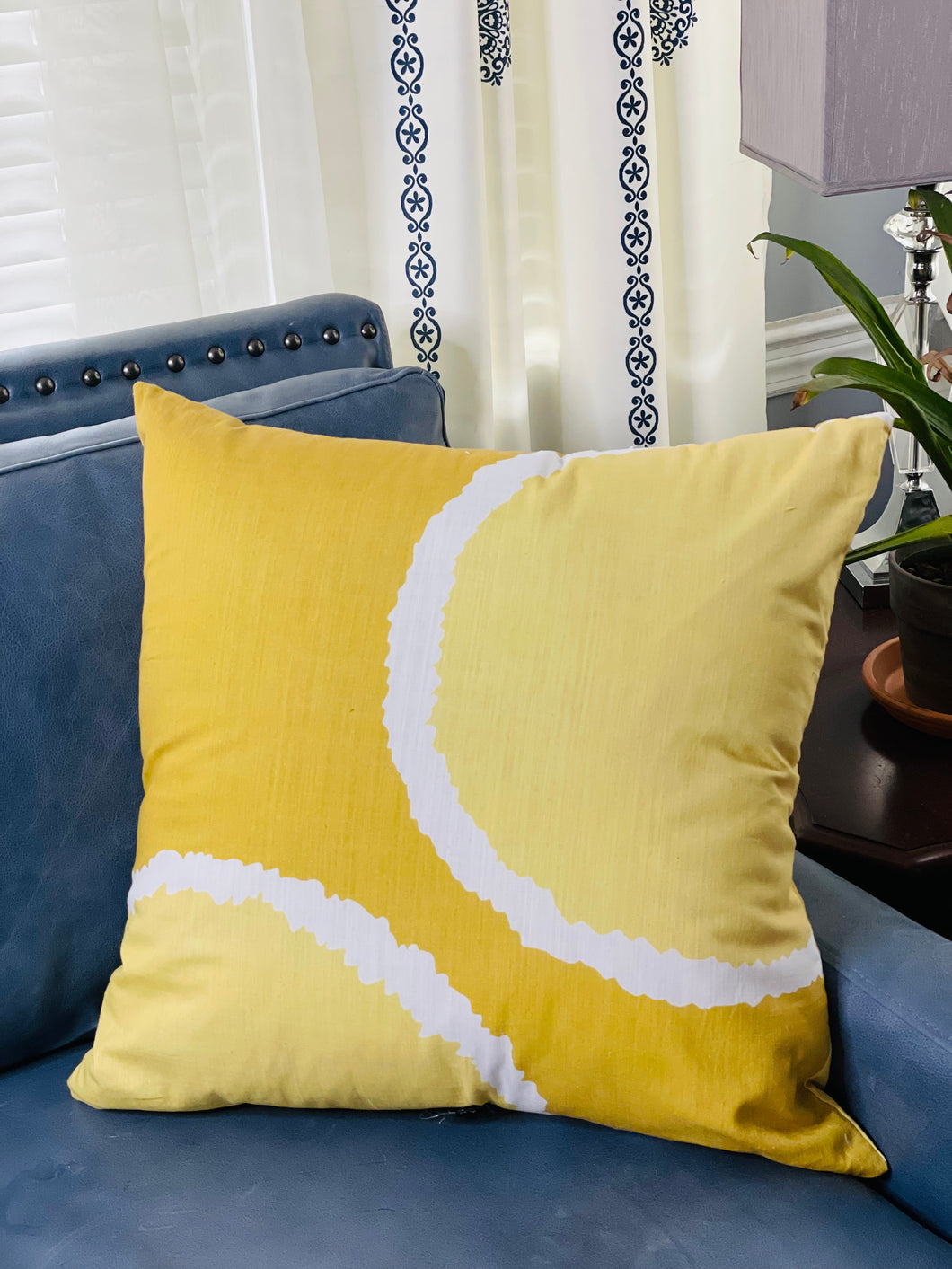 Yellow and White Pillow