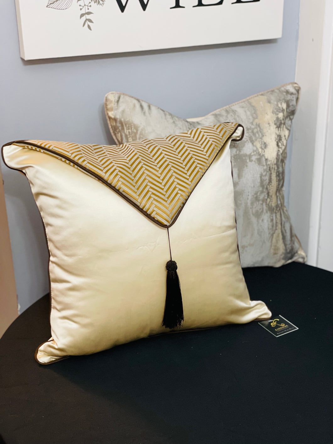 Beige Satin Envelope Style Pillow